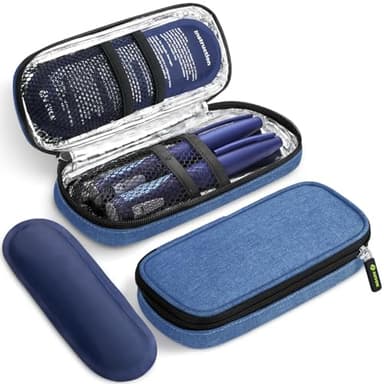 AUVON Insulin Pen Cooler Travel Case with 2 * 90g TSA Approved Ice Packs, Diabetic Medication Insulated Cooling Bag for Insulin Pens and Diabetic Supplies Storage, Compact for Daily Life and Trips