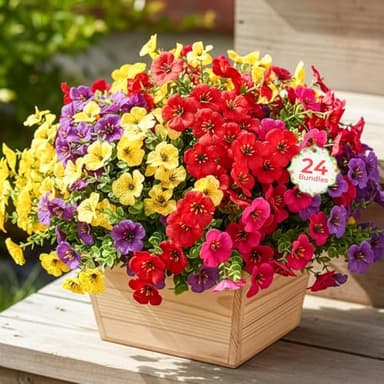 Auihiay 24 Bundles UV Resistant Silk Flowers for Outdoors, Fake Flowers, Long-Lasting Artificial Flowers Daisy, Faux Artificial Plants & Flowers for Spring Home Porch Decor Patio Yard