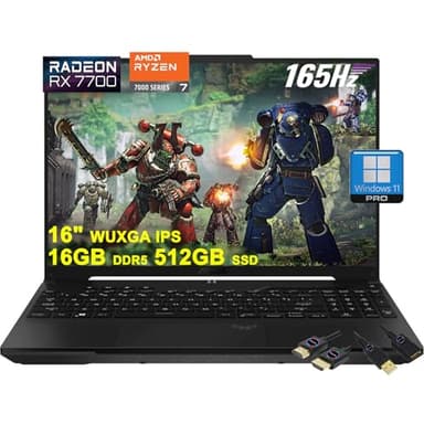 ASUS TUF Gaming A16 Laptop | 16" WUXGA 165Hz 100% sRGB | AMD 8-core Ryzen 7 7735HS | 16GB DDR5 512GB SSD | Radeon RX7700S 8GB (>RTX4060) | Backlit Type-C USB4 Win11Pro w/DLCA Accessory