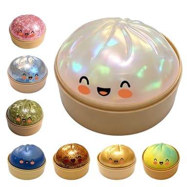 Glitter Dumpling,Large Dumplings Squishy,Mega Rainbow Dumpling Stress Relief Fidget Toy(White)