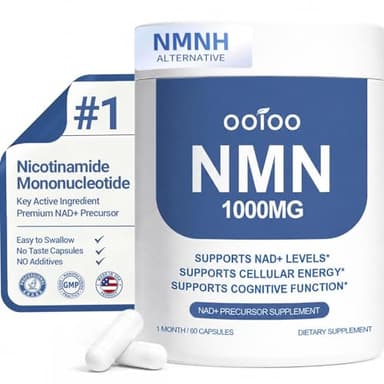 NMN Supplement 1000mg Pure Organic - NMNH Alternative, Supports Cellular Energy, NAD+ Levels & Healthy Aging, NAD+ Supplements for Women & Men, Nicotinamide Mononucleotide, Gluten Free, 60 Capsules