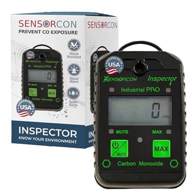 Sensorcon Inspector Industrial Pro Portable Carbon Monoxide Detector – Fast-Response Intrinsically Safe CO Detector with Adjustable Visual, Audio & Vibration Alerts