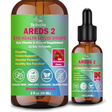 AREDS 2 Formula Liquid Drops, Advance 11-in-1 Eye Vitamins Lutein Zeaxanthin w. Bilberry Eyebright Extract Omega-3 for Vision Retina Macular Health, Areds2 Plus Eye Supplement for Adults & Seniors