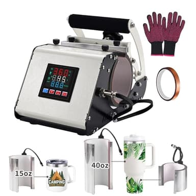 ColorSub 3 in 1 40 OZ Tumbler Heat Press Machine 11 OZ 15 OZ Mug Press Sublimation Machine for Sublimation 40 OZ Tumbler with Handle Straight Tumblers Bottles Mugs Glass Cup Printing White