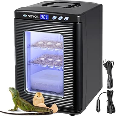 Happybuy Black Reptile Incubator 25L Scientific Lab Incubator Digital Incubator Cooling and Heating 5-42°C Reptile Egg Incubator 12V/110V Work for Small Reptiles