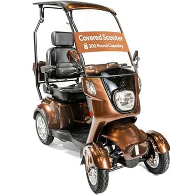 Electric Mobility Scooter for Adults with Canopy and Windshield - 300 lb Capacity 4 Wheel Recreational Power Scooter for Seniors, All Terrain Motorized Chair for Indoors and Outdoors