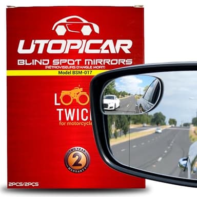 Blind Spot Convex Car Mirror - Rearview Accessories for Car Interior - Automotive Blindspot Mirrors for Larger Image and Improved Traffic Safety (2-Pack)