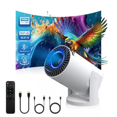BESUS Wireless Mini Projector with WIFI 6 and 5G, 4K 1080P Support Portable Projector 180° Rotatable. 17"-140" Screen Video Projector. Compatible forSmartphone, Laptop, PC