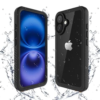 Lanenas for iPhone 16 Case Waterproof Case with Built-in Screen Protector, Full Body Dustproof Shockproof Heavy Duty Tough Rugged Phone Protective Cover for iPhone 16 6.1inch Black