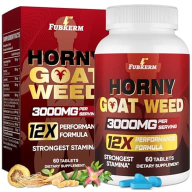 Hornygoatweed for Men, 12 in 1 Horny Goat Weed, Maximum Strength Male Enhancing Supplement with Maca Root, Tongkat Ali, Panax Ginseng, Saw Palmetto, for Hormone, Stamina, Performance, Energy, 60 Count