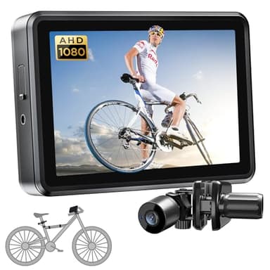 FEISIKE Handlebar Bike Mirror, Bicycle Rear View Camera with 4.3'' HD Night Vision Function, 145° Wide Angle View, Adjustable Rotatable Bracket, Compatible with Bicycle, Mountain, Road Bike