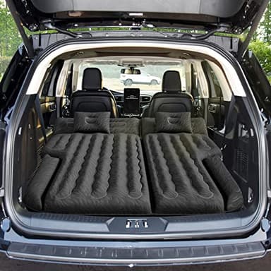 Umbrauto SUV Air Mattress for Trunk: Upgraded Car Camping Mattress with Flocked Surface and Extra Thick Bottom, Van Sleeping Bed for Back Seat with Pump, Nozzle, Repair Patch, Carry Bag
