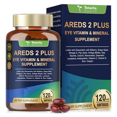19-in-1 AREDS 2 + Eye Vitamins for Macular Health and Dry Eye, Lutein and Zeaxanthin Supplement with Vitamin C/E, Zinc, Omega-3, Support Eye Strain, Pressure, Night Vision & Hydration - 120 Softgels
