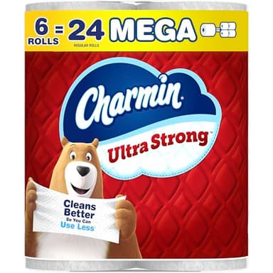 Charmin Ultra Strong Toilet Paper, 6 Mega = 24 Regular Rolls, 2-Ply, White