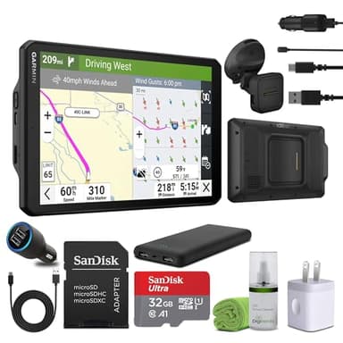 Garmin Dezl OTR820 GPS Truck Navigator 8" Display Touchscreen, Commercial GPS Navigation for Semi-Truck Driver Bundle with 32GB SD Memory Card + LCD Cleaning Kit + More Accessories