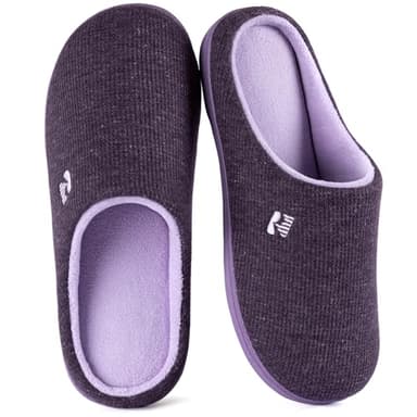 RockDove Women's Original Two-Tone Memory Foam Slipper, Size 7-8 US Women, Eggplant