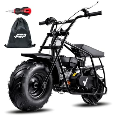 FRP Mini Dirt Bike GMB100 Basic, New 99CC Gas Powered Mini Bike 4-Stroke 3HP, Off-Road for Kids/Adult, Trail Up to 28 Mph, Weight Support Up to 220 LBS,Black