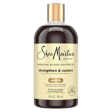 SheaMoisture Strengthen and Restore Shampoo Pure Jamaican Black Castor Oil for Damaged Hair To Cleanse and Nourish Hair 13 fl oz