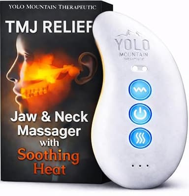 Yolo Mountain Therapeutic™ Premium TMJ Relief Massager – Heated Jaw & Neck Massager w/ 10 Precision Vibration Modes, Waterproof Electric Masseter Therapy Device for Jaw Pain, Tension & Bruxism Relief