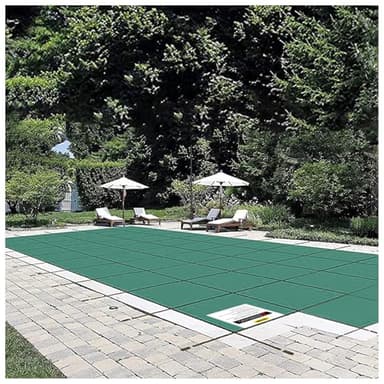 VEVOR Inground Pool Safety Cover 18' x 36' Rectangle with 4x8ft Center End Step, Safety Pool Covers Green Mesh, Triple Stitched, MAX Strength Winter Safety Cover for Children & Pets