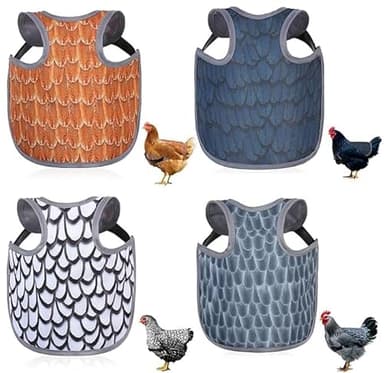 Chicken Saddle for Hens - Adjustable Hen Apron with Straps, Lightweight Chicken Vest Jacket for Back & Feather Protection (Black, White, Yellow, Gray)