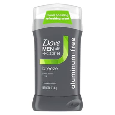 Dove Men+Care Aluminum‑Free Deodorant Stick, Breeze Mood Boosting Scent, 72h Odor Protection, 3 oz