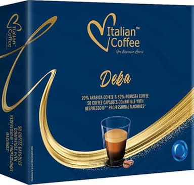 Italian Coffee for Espresso Lovers pods compatible with PRO Professional Nespresso machines Zenius, Gemini And Momento Pre 2022 models (50 Count (Pack of 1), DEKA Decaf PRO)