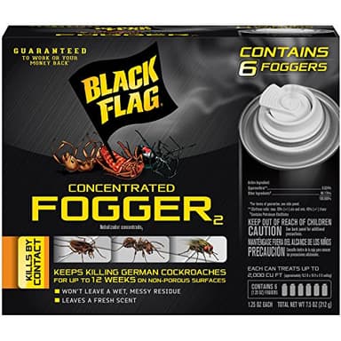 Black Flag Concentrated Fogger, 6 Count-1.25 Ounce Cans, Indoor Insecticide, 1 Pack