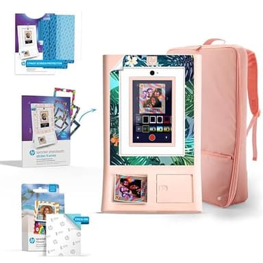 HP Sprocket Photo Booth Machine Instant Color Photo Printer (Pink) Gift Bundle + Zink Paper (110 Sheets) + Padded Carrying Case + Premium Screen Protector (2) + Decorative Sticker Frames (15)