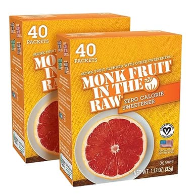 Suger in the Raw Monk Fruit Zero-Calorie Sugar Substitute Packets - Natural Monk Fruit Sweetener Powder, No Erythritol, Plant-Based Keto Sweetener, Diabetic Friendly, 40 Count Each (Pack of 2)