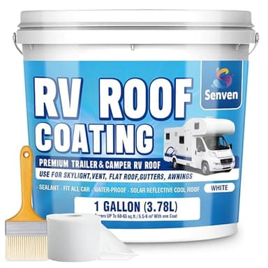 RV Roof Sealant RV Roof Coating RV Roof Sealant White 1 Gallon Waterproof Solar Reflective & Leak Repair for Trailers Campers Motorhomes