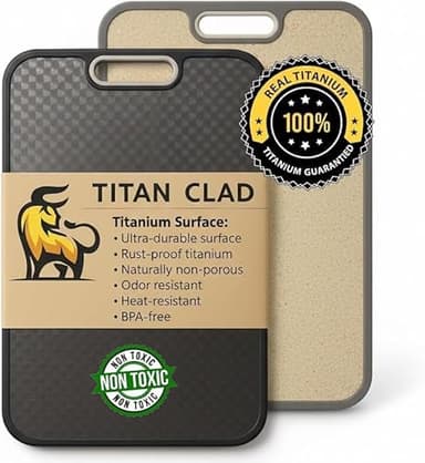 Titanium Cutting Board for Kitchen, Cutting Board Double Sided Food Grade, Pure Titanium and Wheat Straw PP, Scratch Resistant, Non Toxic Chopping Board, Dishwasher Safe, Easy to Clean Large Size