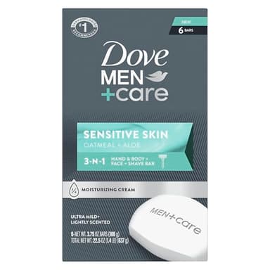 DOVE MEN + CARE Hand & Body Face + Shave Bar Sensitive Skin 6 Count for sensitive skin 3.75 oz