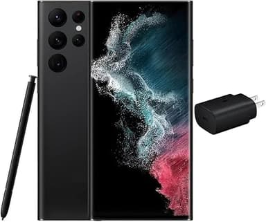 SAMSUNG Galaxy S22 Ultra 5G (128GB, 8GB) 6.8" AMOLED 2X, 108MP Camera, Global Volte (Fully Unlocked for AT&T, Verizon, T-Mobile, Global) S908U1 (w/ 25W Super Fast Charger, Phantom Black)
