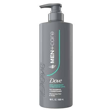 Dove Men+Care 2-in-1 Shampoo + Conditioner 1 ct Dandruff Defense to Moisturize Hair & Scalp, with Pyrithione Zinc, 18 FL OZ