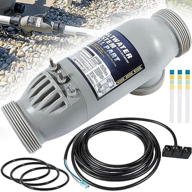 R0452400 Salt Cell PLC1400 APURE1400 Replacement For Zodiac Jandy AquaPure Purelink 3-Port 14-Blade Salt Water Chlorinator System Up To 45,000 Gallons w/ R0402800 16FT DC Power Cord+R0452100 White