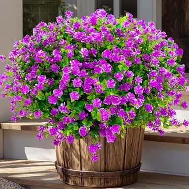 AXYLEX Artificial Flowers Outdoor Fake Plants - 12 Bundles UV Resistant No Fade Faux Plastic Greenery Home Garden Porch Patio Decoration (Mgenta)
