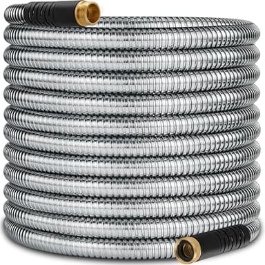 100 ft Stainless Steel Garden Hose - 2026 New Upgraded Metal Water hose - Flexible Water Hoses Pipes with Latex Core, 3/4" Solid Brass Connector - No-Expandable Watering Garden Hoses