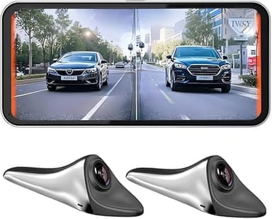 PDZGZ 6.25inch Car Side View Blind Area System,Left and Right Blind spot Camera Driving Recorder BSD Warning Monitoring(Camera Monitor System) (6.25" Silver)